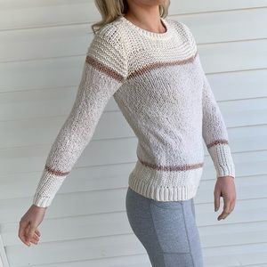 Women’s LOFT S White/Pink Crewneck Sweater